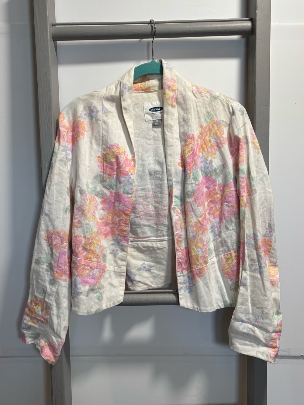 Old Navy XS linen blend Floral Blazer, floral, feminine, natural, boho, casual